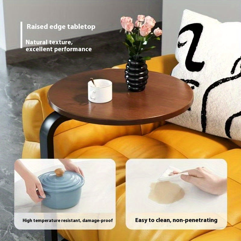 Modern Round Side Table - Compact Accent Table with Sturdy Hardwood (MDF Construction), Space-Saving Design, Easy-to-Move for Living Room, Bedroom,