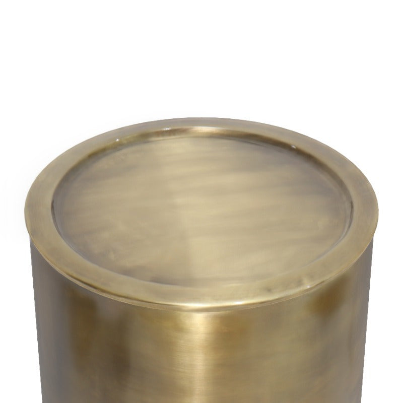Corbin Antique Golden Metal Side Table - No Assembly Needed, Heavy-Duty Circular Base, Vintage Industrial\u002FClassic Decor for Living Room, Bedroom,