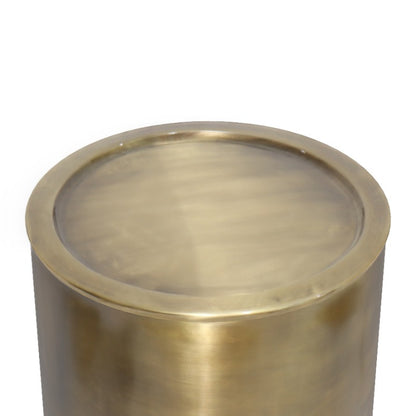 Corbin Antique Golden Metal Side Table - No Assembly Needed, Heavy-Duty Circular Base, Vintage Industrial\u002FClassic Decor for Living Room, Bedroom,