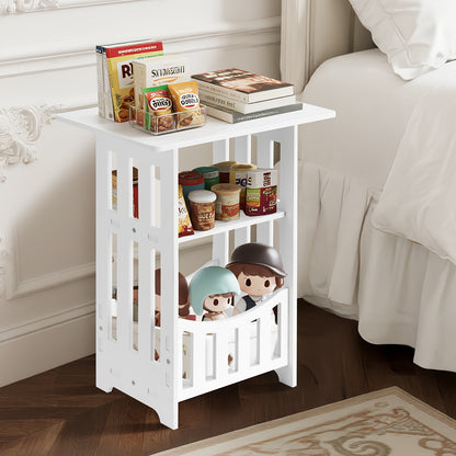 White Coffee Table with Storage - Scandinavian Minimalist Design & Child-Safe Rounded Edges, Easy Assembly,