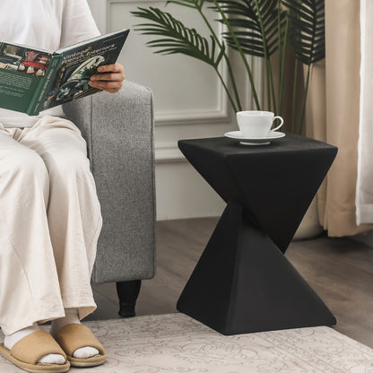 Light-Weight Concrete Accent End Table, Modern Timer Outdoor Side Table for Living Room Backyard