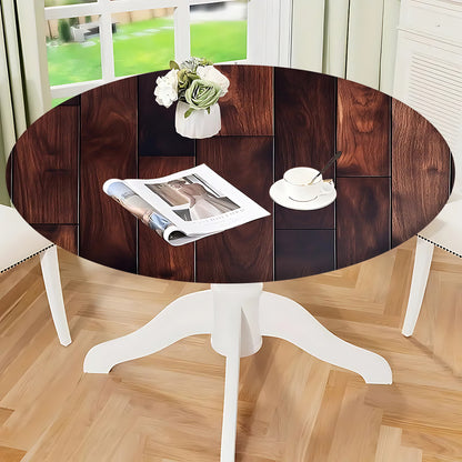 1pc Modern Round Table with Elastic Edges - Stylish Teal & White Design, Durable Polyester, Perfect for Kitchen Dining, Outdoor Picnics, Camping, and Garden Parties,