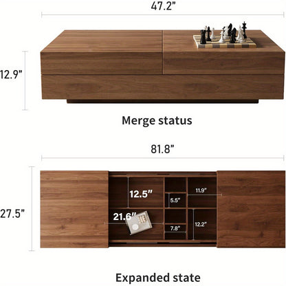Mid-Century Modern Farmhouse Expandable Coffee Table - Adjustable 47, 2-81, 8\