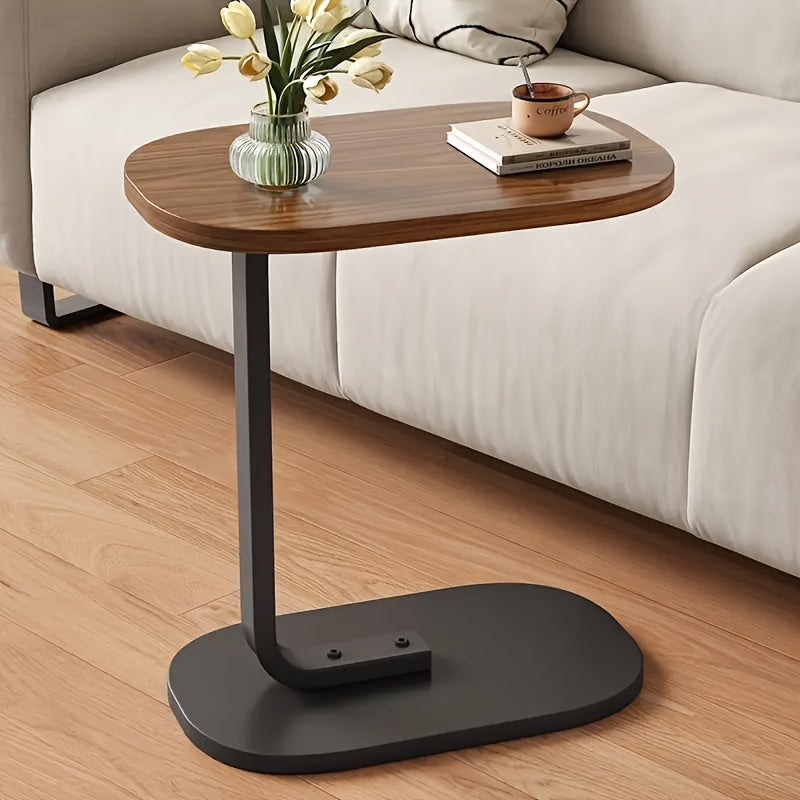 Luxury C-Shaped Side Table Luxury Solid Wood Metal C-Shaped Office Side Table | Sofa, Bedside, Coffee Table, Double Layer Panel, Sturdy Load-Bearing, High-End Gift