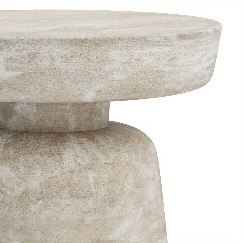 Stylish Accent Table for Living Room Bedroom, Distressed White Wash Finish, Lightweight Side Table with Sturdy Frame, Perfect for Home Decor.
