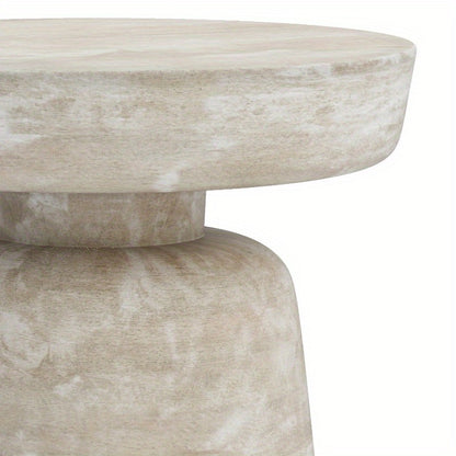 Stylish Accent Table for Living Room Bedroom, Distressed White Wash Finish, Lightweight Side Table with Sturdy Frame, Perfect for Home Decor.