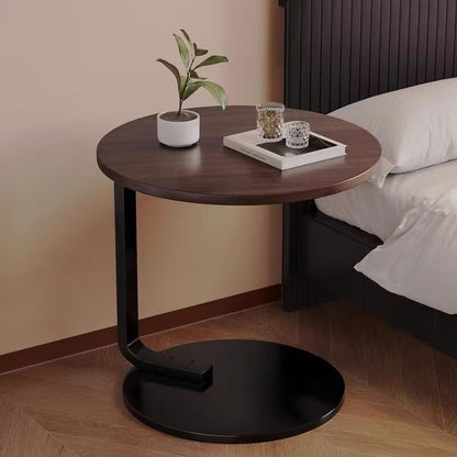 Modern Round Side Table - Compact Accent Table with Sturdy Hardwood (MDF Construction), Space-Saving Design, Easy-to-Move for Living Room, Bedroom,