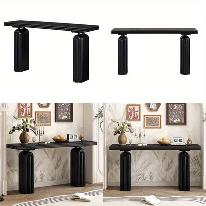 U_STYLE Modern Minimalist Entryway Table - No Assembly Needed Console Table with, Matte Black Finish, Non-Wood Construction for Living Room, Hallway,
