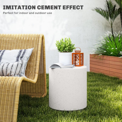 HOMCOM Modern Round Side Table, Lightweight Cream White with Terrazzo Finish, Adjustable Feet for Stability, Perfect for Indoor\u002FOutdoor Spaces