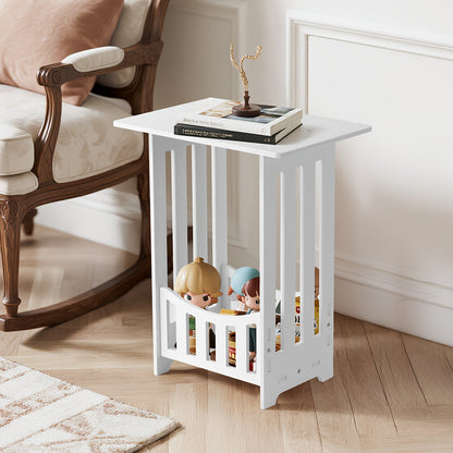 White Coffee Table with Storage - Scandinavian Minimalist Design & Child-Safe Rounded Edges, Easy Assembly,