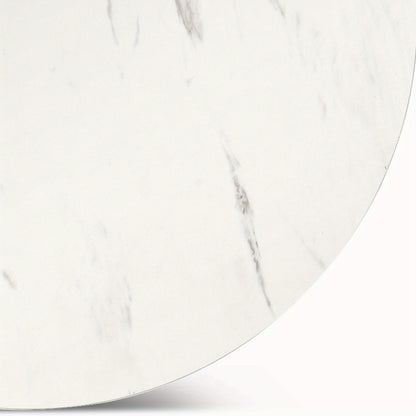 Sablyme 2-Tier Faux Marble Side Table with Storage, Round End Table for Living Room, Bedroom & Office, White & Golden Finish