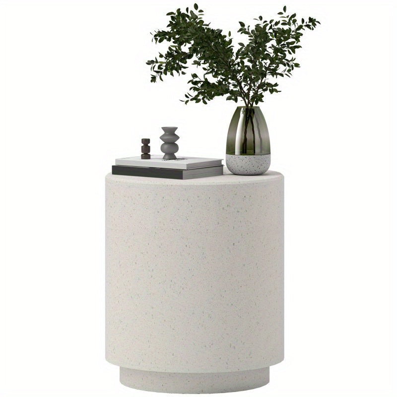 HOMCOM Modern Round Side Table, Lightweight Cream White with Terrazzo Finish, Adjustable Feet for Stability, Perfect for Indoor\u002FOutdoor Spaces