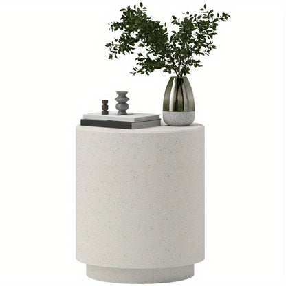 HOMCOM Modern Round Side Table, Lightweight Cream White with Terrazzo Finish, Adjustable Feet for Stability, Perfect for Indoor\u002FOutdoor Spaces