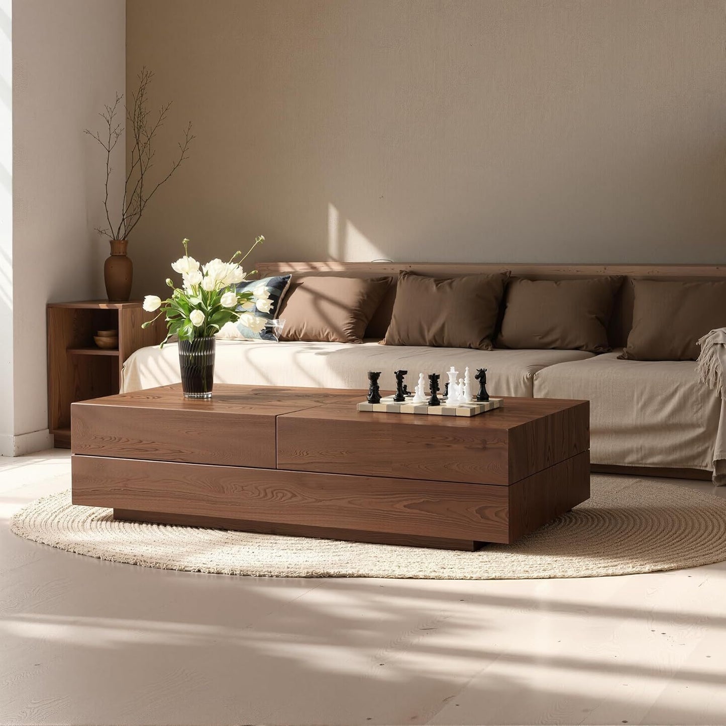 Mid-Century Modern Farmhouse Expandable Coffee Table - Adjustable 47, 2-81, 8\