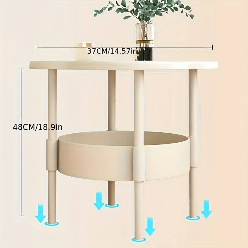 Elegant White Round Side Table with Storage Shelf - 2-Tier, Curved Design for Bedside, Living Room, or Office Use - Perfect Mother'S Day Gift,