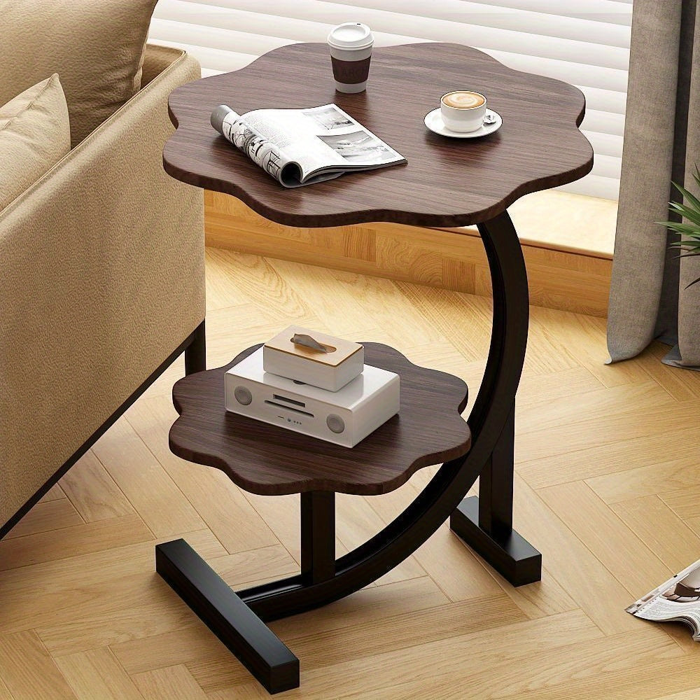 Modern 2-Tier Faux Marble Side Table with Storage Shelf, Small Round End Table for Living Room or Bedroom, Stylish Bedside and Decorative Table,