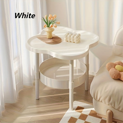 Elegant White Round Side Table with Storage Shelf - 2-Tier, Curved Design for Bedside, Living Room, or Office Use - Perfect Mother'S Day Gift,