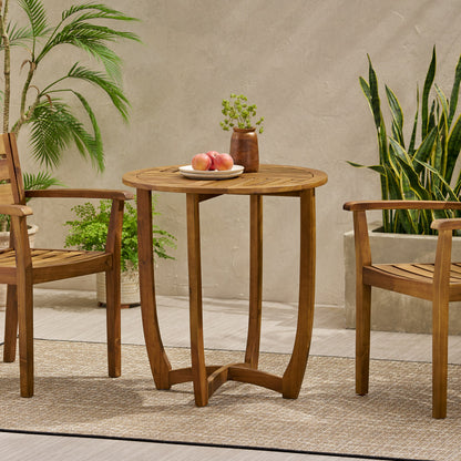 Outdoor Round Acacia Wood Accent Table, 27.5\