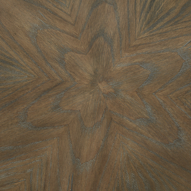 Madison Park Lexi Modern Round Accent Table - Reclaimed Walnut Wood Top & Black Base, Hand-Carved Detailing, 22.25\