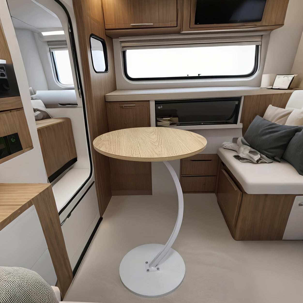 Compact Walnut-shaped RV Table With A Sturdy Metal Frame - Modern And Lightweight RV Table Suitable For RVs, Versatile Home Decor,
