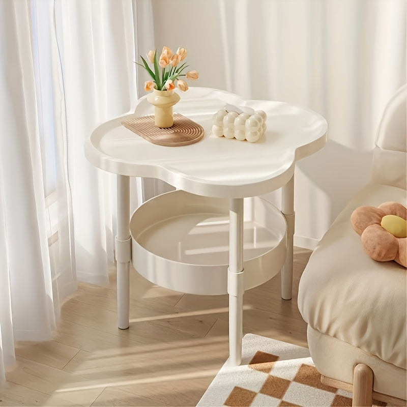 Elegant White Round Side Table with Storage Shelf - 2-Tier, Curved Design for Bedside, Living Room, or Office Use - Perfect Mother'S Day Gift,
