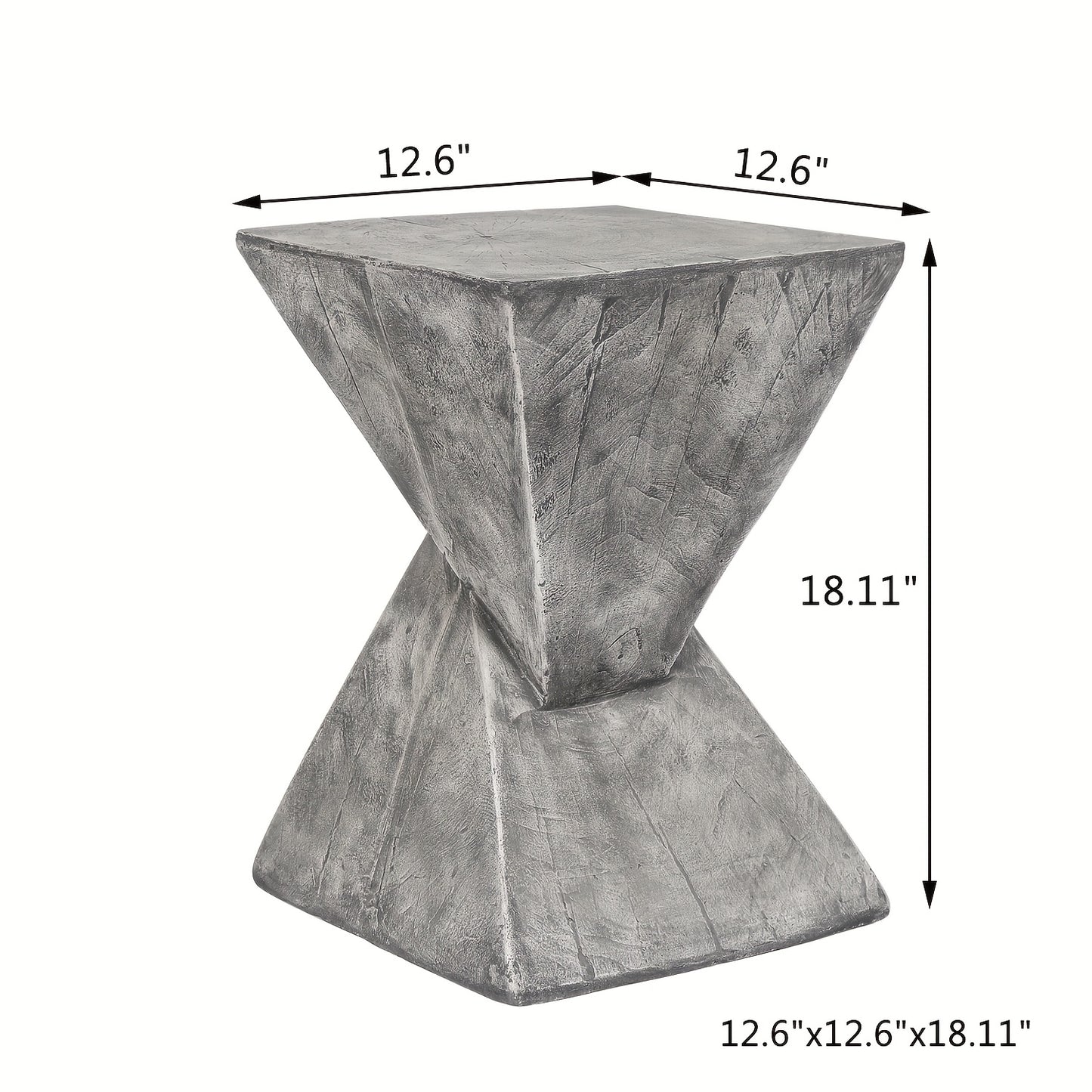 Light-Weight Concrete Accent End Table, Modern Timer Outdoor Side Table for Living Room Backyard