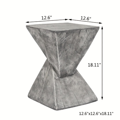 Light-Weight Concrete Accent End Table, Modern Timer Outdoor Side Table for Living Room Backyard