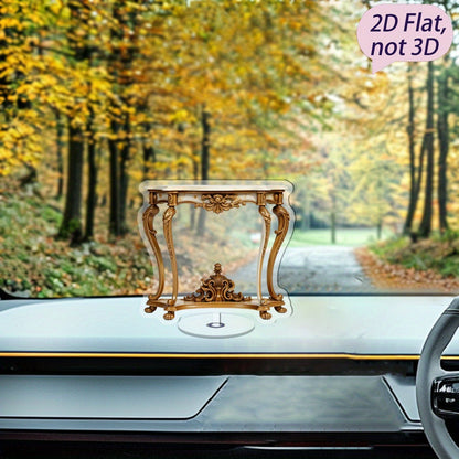 2D Flat 1pc Elegant 360-Degree Acrylic Marble Console Table with Golden Accents - 2D Double-Sided Desktop Decoration