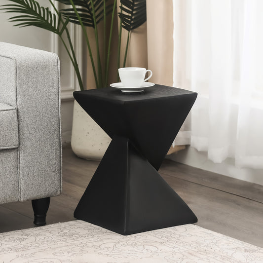 Light-Weight Concrete Accent End Table, Modern Timer Outdoor Side Table for Living Room Backyard