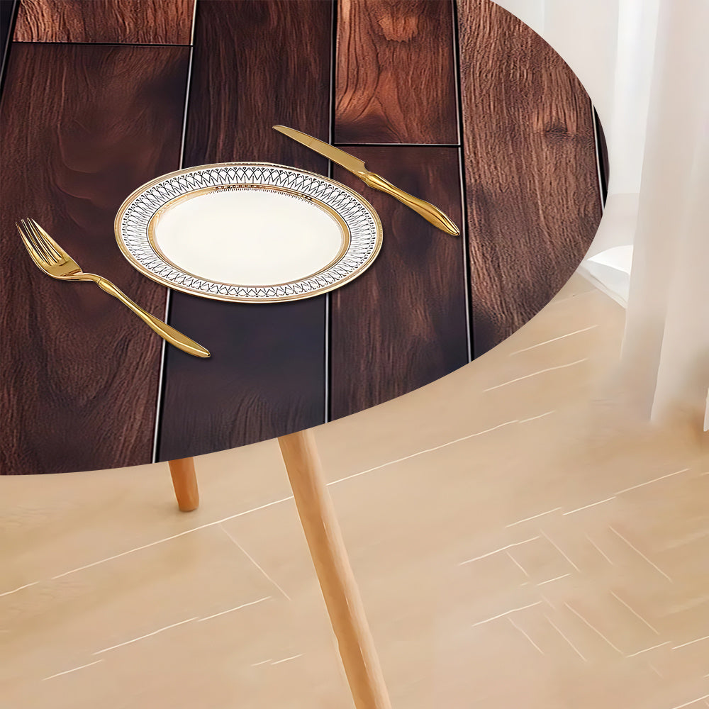 1pc Modern Round Table with Elastic Edges - Stylish Teal & White Design, Durable Polyester, Perfect for Kitchen Dining, Outdoor Picnics, Camping, and Garden Parties,