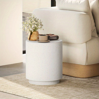 HOMCOM Modern Round Side Table, Lightweight Cream White with Terrazzo Finish, Adjustable Feet for Stability, Perfect for Indoor\u002FOutdoor Spaces