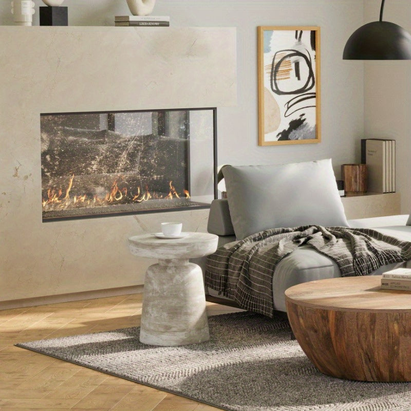Stylish Accent Table for Living Room Bedroom, Distressed White Wash Finish, Lightweight Side Table with Sturdy Frame, Perfect for Home Decor.