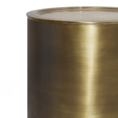 Corbin Antique Golden Metal Side Table - No Assembly Needed, Heavy-Duty Circular Base, Vintage Industrial\u002FClassic Decor for Living Room, Bedroom,