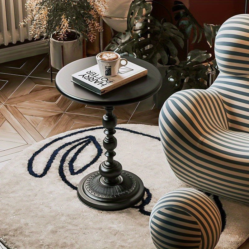 Modern Metal Table Modern Minimalist Nordic Retro Metal Round Side Table - Black Finish Accent Table for Living Room, Bedroom, Balcony | Easy Assembly Durable Design