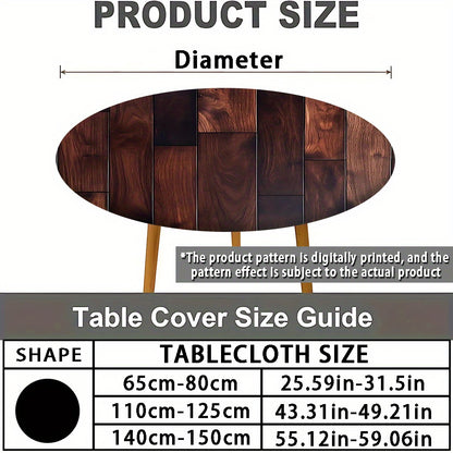 1pc Modern Round Table with Elastic Edges - Stylish Teal & White Design, Durable Polyester, Perfect for Kitchen Dining, Outdoor Picnics, Camping, and Garden Parties,