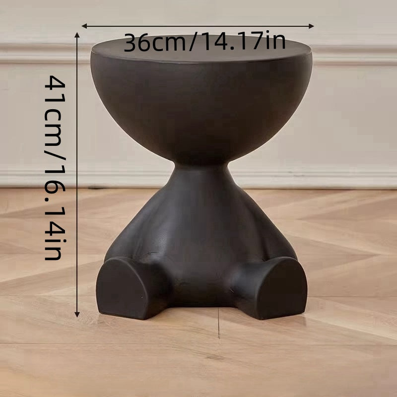Modern Mini Bedside Table with Unique Base Design, White Plastic Mobile Small Round Table for Bedroom, Compact and Stylish Nightstand with Storage Shelf,