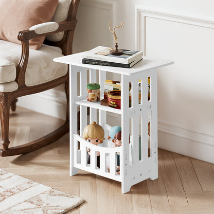 White Coffee Table with Storage - Scandinavian Minimalist Design & Child-Safe Rounded Edges, Easy Assembly,