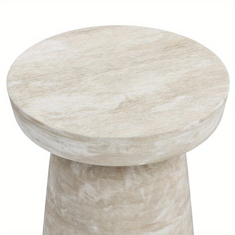 Stylish Accent Table for Living Room Bedroom, Distressed White Wash Finish, Lightweight Side Table with Sturdy Frame, Perfect for Home Decor.