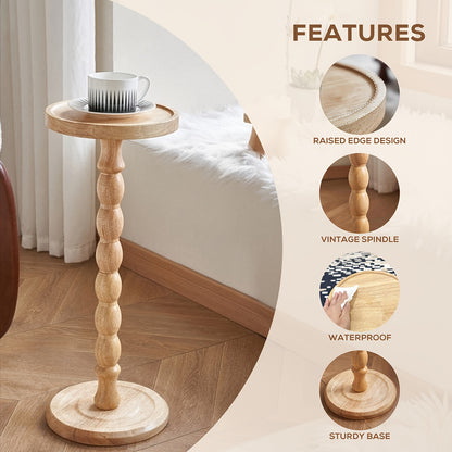 Modern Round Wooden Side Table- Multifunctional Coffee Table, Suitable for Living Room, Sofa, Bedroom, Mixed Color Wooden Plant Stand, Home Decor Furniture