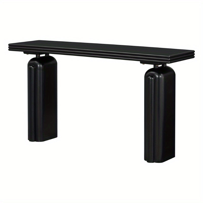 U_STYLE Modern Minimalist Entryway Table - No Assembly Needed Console Table with, Matte Black Finish, Non-Wood Construction for Living Room, Hallway,