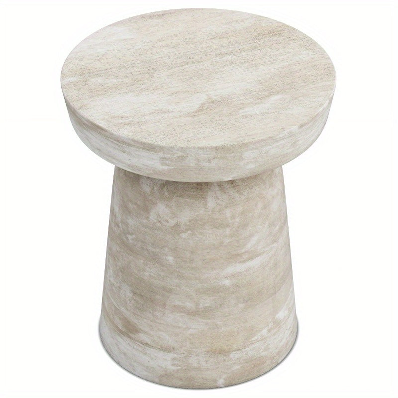 Stylish Accent Table for Living Room Bedroom, Distressed White Wash Finish, Lightweight Side Table with Sturdy Frame, Perfect for Home Decor.