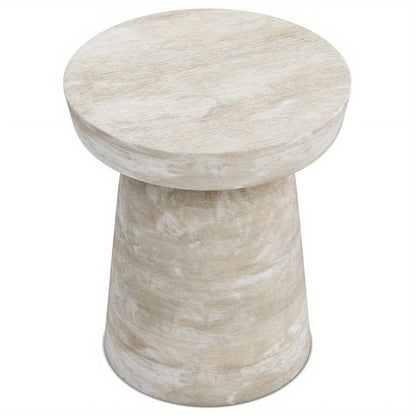 Stylish Accent Table for Living Room Bedroom, Distressed White Wash Finish, Lightweight Side Table with Sturdy Frame, Perfect for Home Decor.