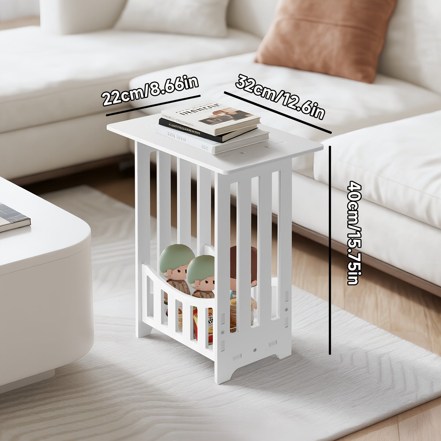 White Coffee Table with Storage - Scandinavian Minimalist Design & Child-Safe Rounded Edges, Easy Assembly,