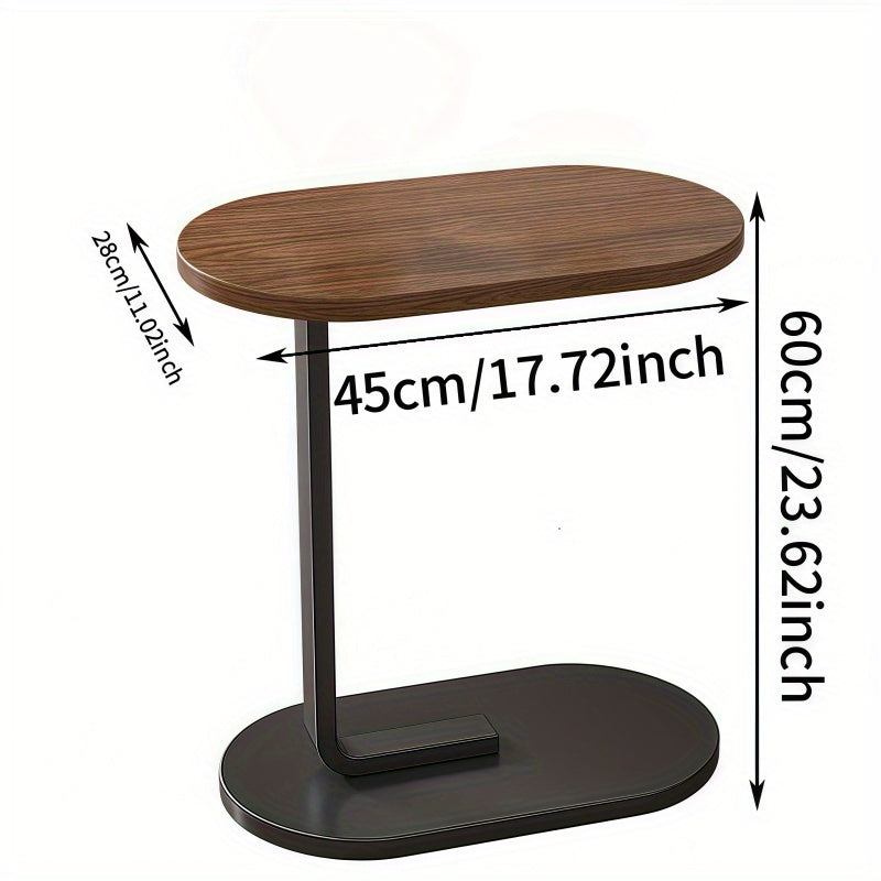 Luxury C-Shaped Side Table Luxury Solid Wood Metal C-Shaped Office Side Table | Sofa, Bedside, Coffee Table, Double Layer Panel, Sturdy Load-Bearing, High-End Gift