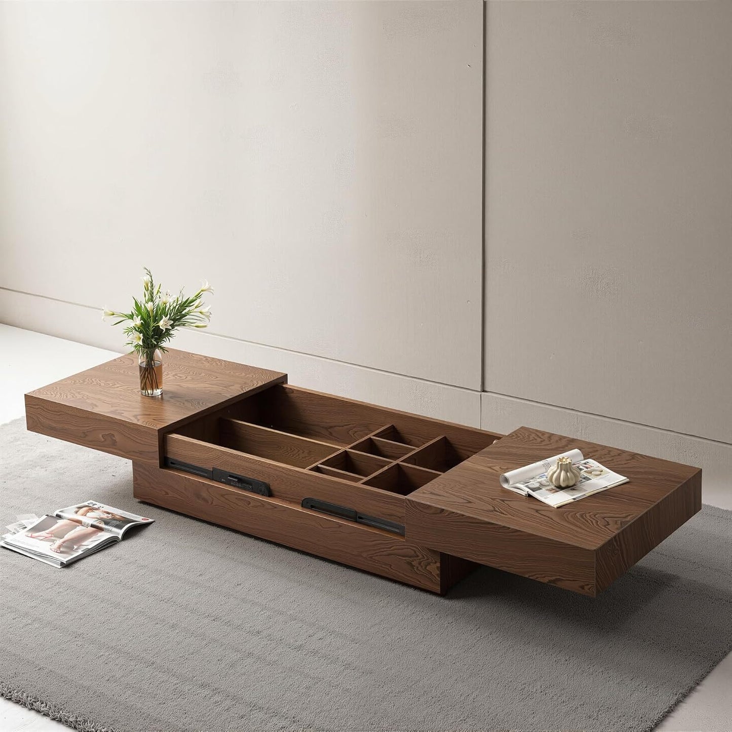 Mid-Century Modern Farmhouse Expandable Coffee Table - Adjustable 47, 2-81, 8\