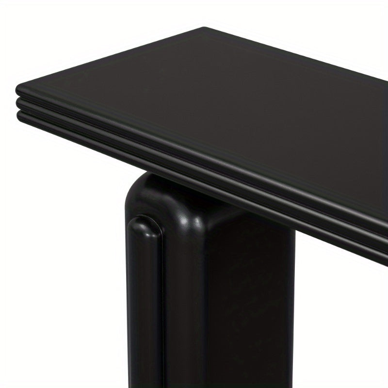 U_STYLE Modern Minimalist Entryway Table - No Assembly Needed Console Table with, Matte Black Finish, Non-Wood Construction for Living Room, Hallway,