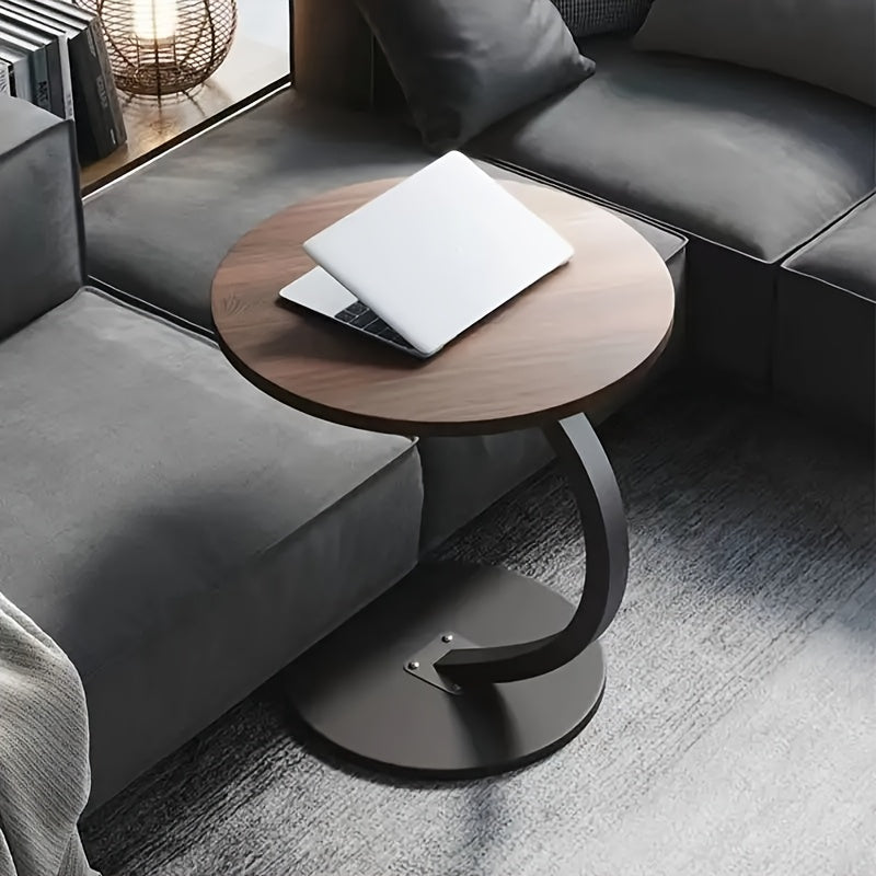 Modern Walnut-Colored Coffee table - Indoor\u002FOutdoor side table with Sturdy Metal frame, Lightweight & Space-Saving Design, Elegant Walnut Finish for Living Room,