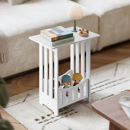 White Coffee Table with Storage - Scandinavian Minimalist Design & Child-Safe Rounded Edges, Easy Assembly,