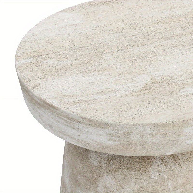 Stylish Accent Table for Living Room Bedroom, Distressed White Wash Finish, Lightweight Side Table with Sturdy Frame, Perfect for Home Decor.