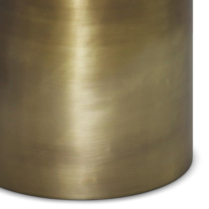 Corbin Antique Golden Metal Side Table - No Assembly Needed, Heavy-Duty Circular Base, Vintage Industrial\u002FClassic Decor for Living Room, Bedroom,